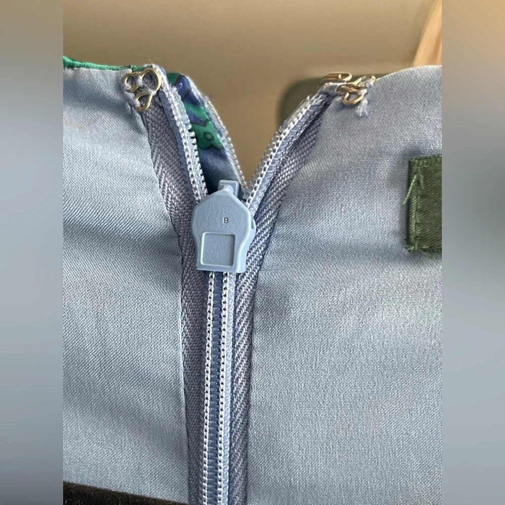 Lauren by Ralph Lauren Green & Blue Paisley Sleeveless Satin Faux Wrap Dress - Picture 5 of 12